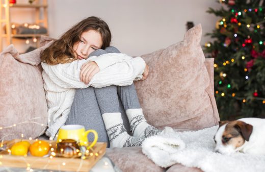 Girl sad during winter holidays
