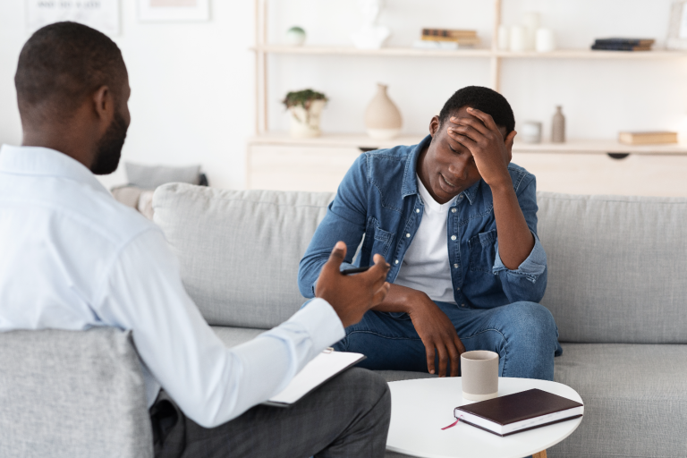 Man in mental health counseling